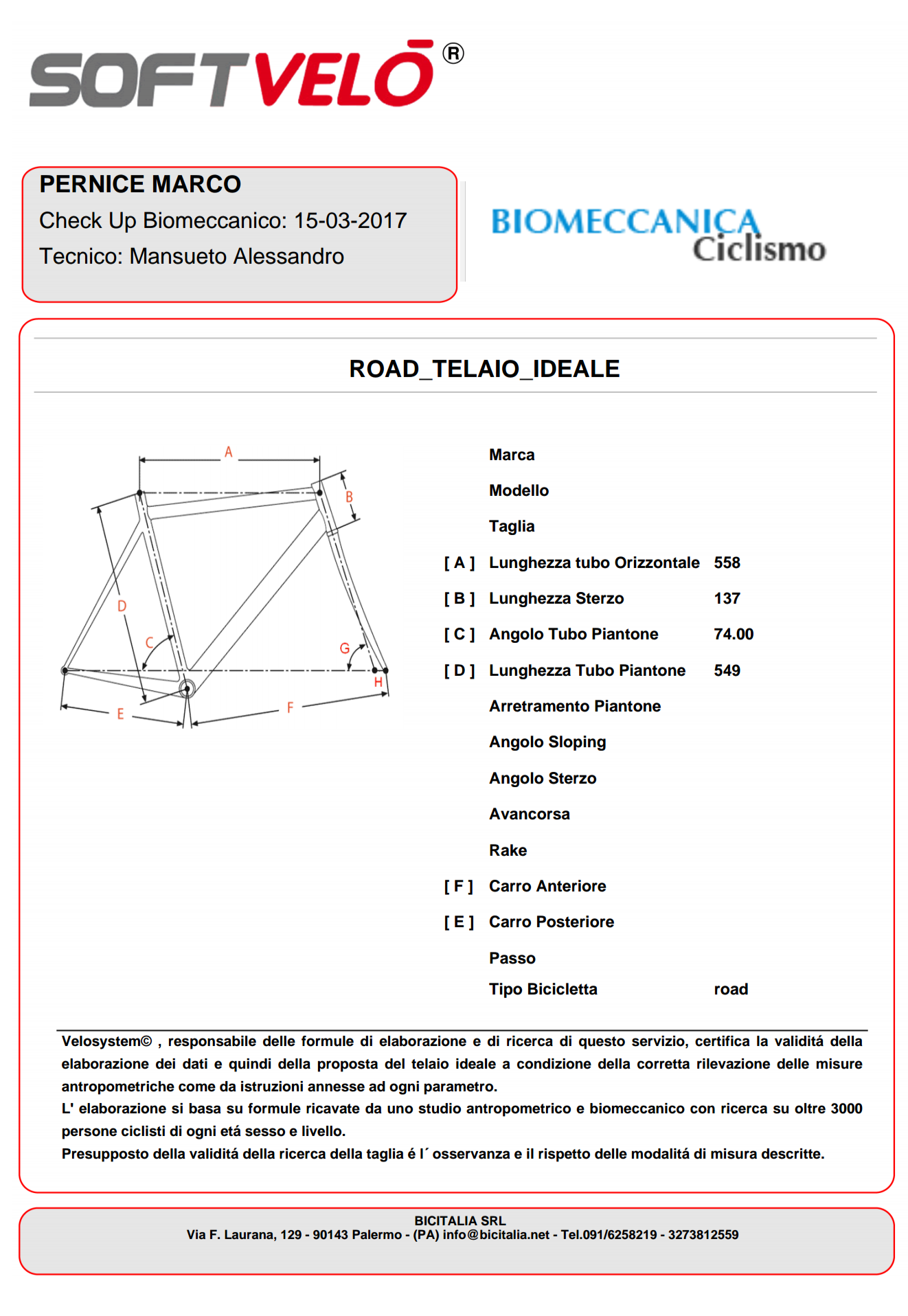 Valutazione biomeccanica Marco Pernice