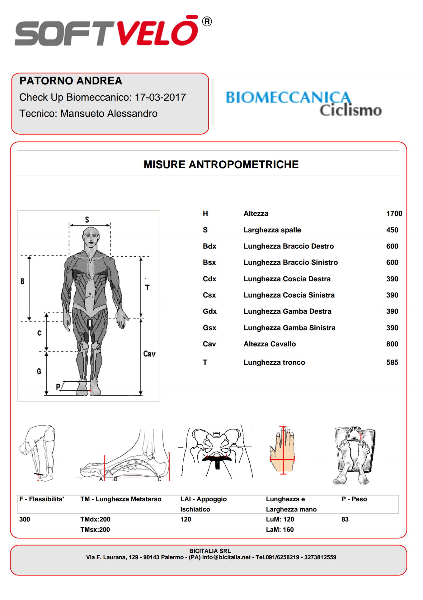 Valutazione biomeccanica ad Andrea Patorno