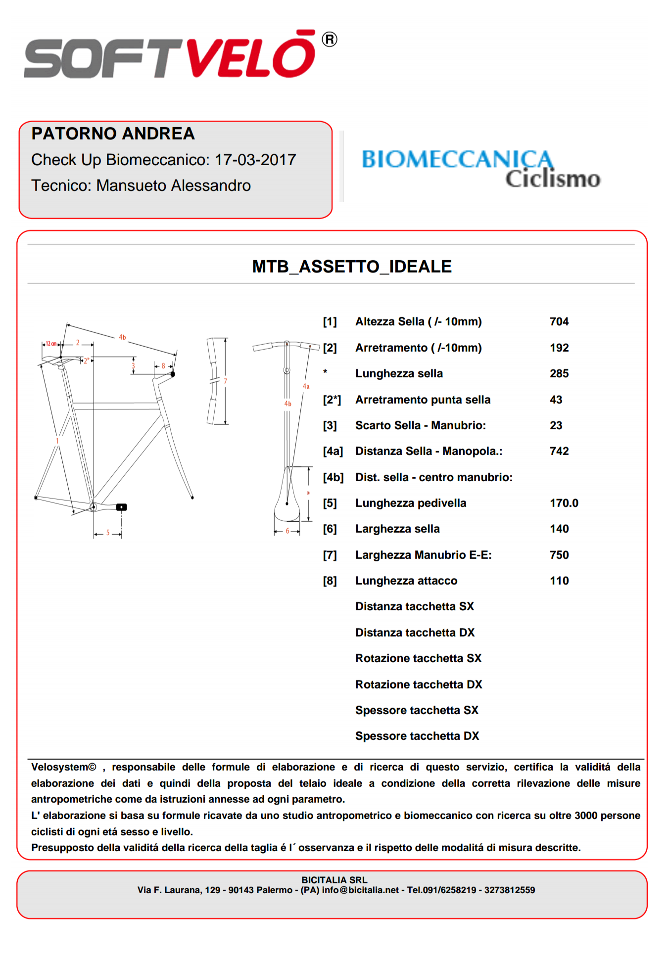 Valutazione biomeccanica ad Andrea Patorno